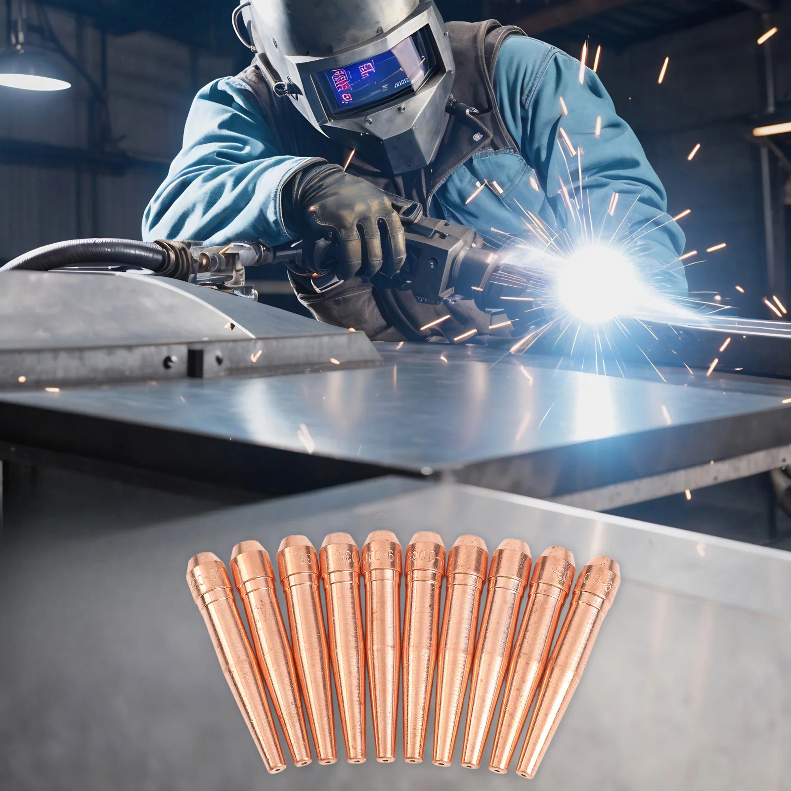 TT035 Tapered Copper Contact Tips 035 ( 9 mm) Pack of 10 Welding Nozzles for Centerfire Series Welding Applications