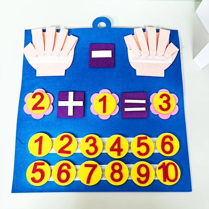 Placa de atividades de feltro montessori para crianças de 2 a 5 anos, brinquedos sensoriais de matemática educacional precoce, presente de aprendizagem de viagem para crianças pequenas