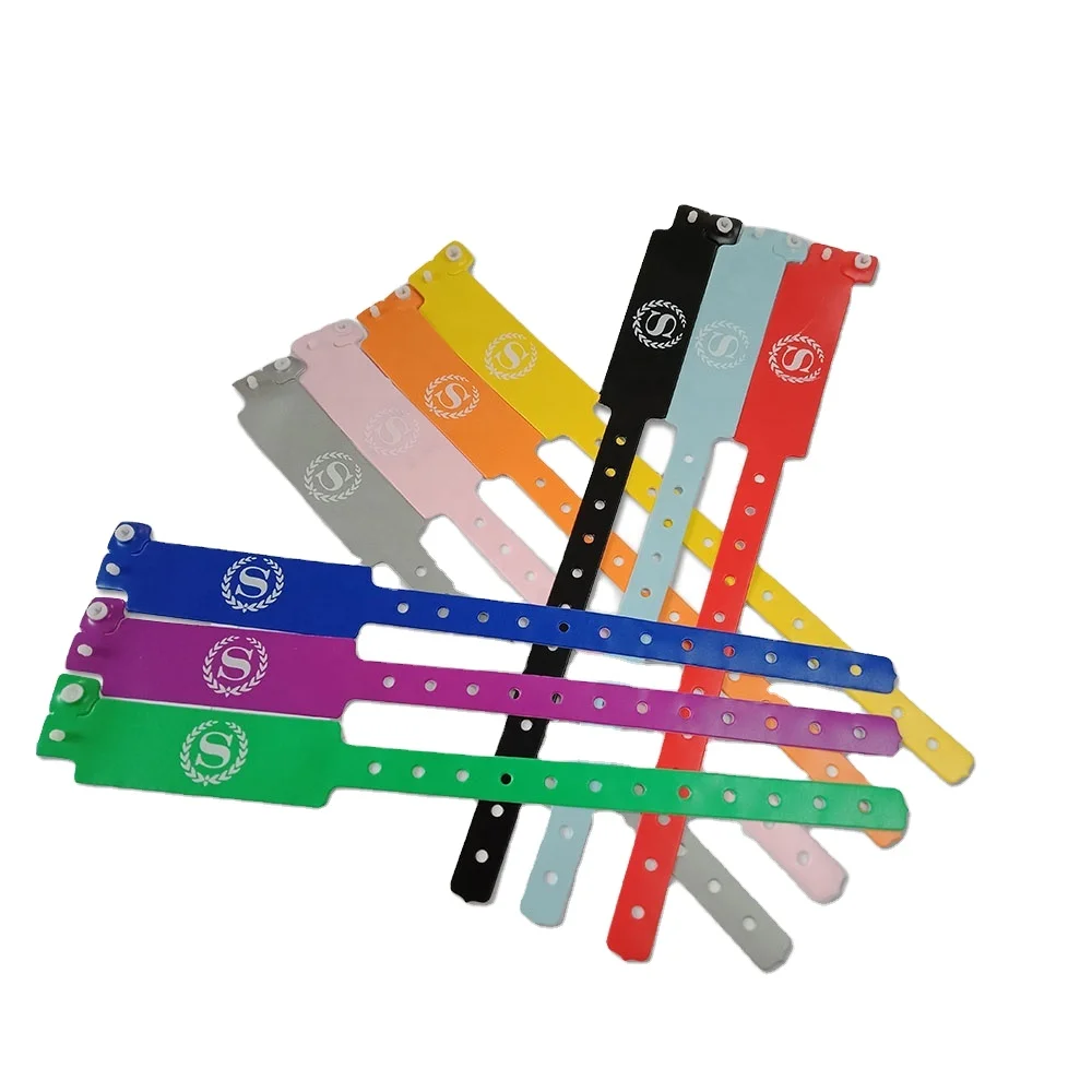 China Promotional Wholesale Waterproof disposable PVC/Vinyl Identification Wristband Custom Plastic Bracelet for Events