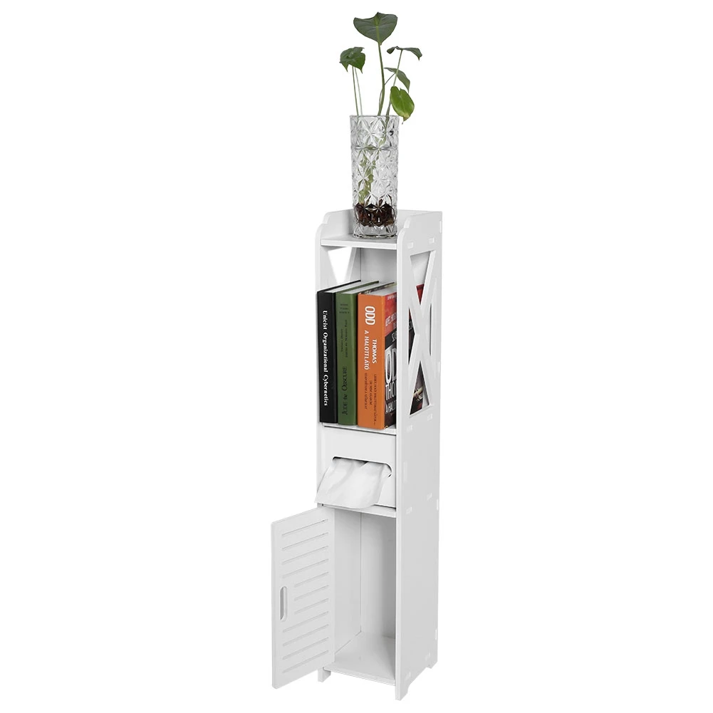 80x15.5x15CM Bathroom Toilet Furniture Cabinet White Wood Cupboard Shelf Tissue Storage Rack image 5