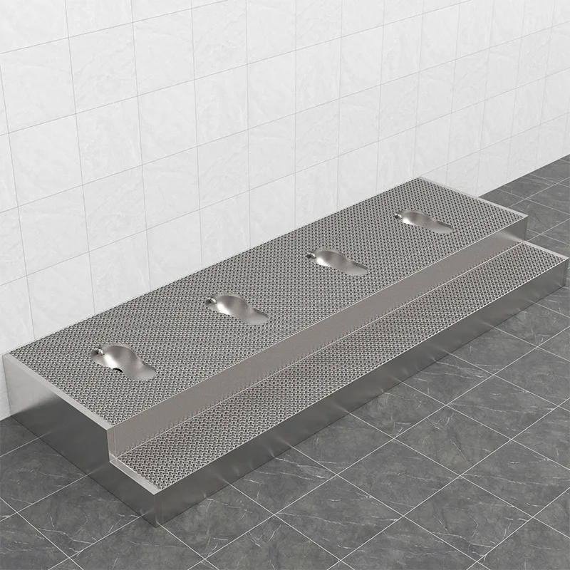 Custom stepped squat toilet, floor-standing prison public restroom multi-pit base stainless steel squat toilet