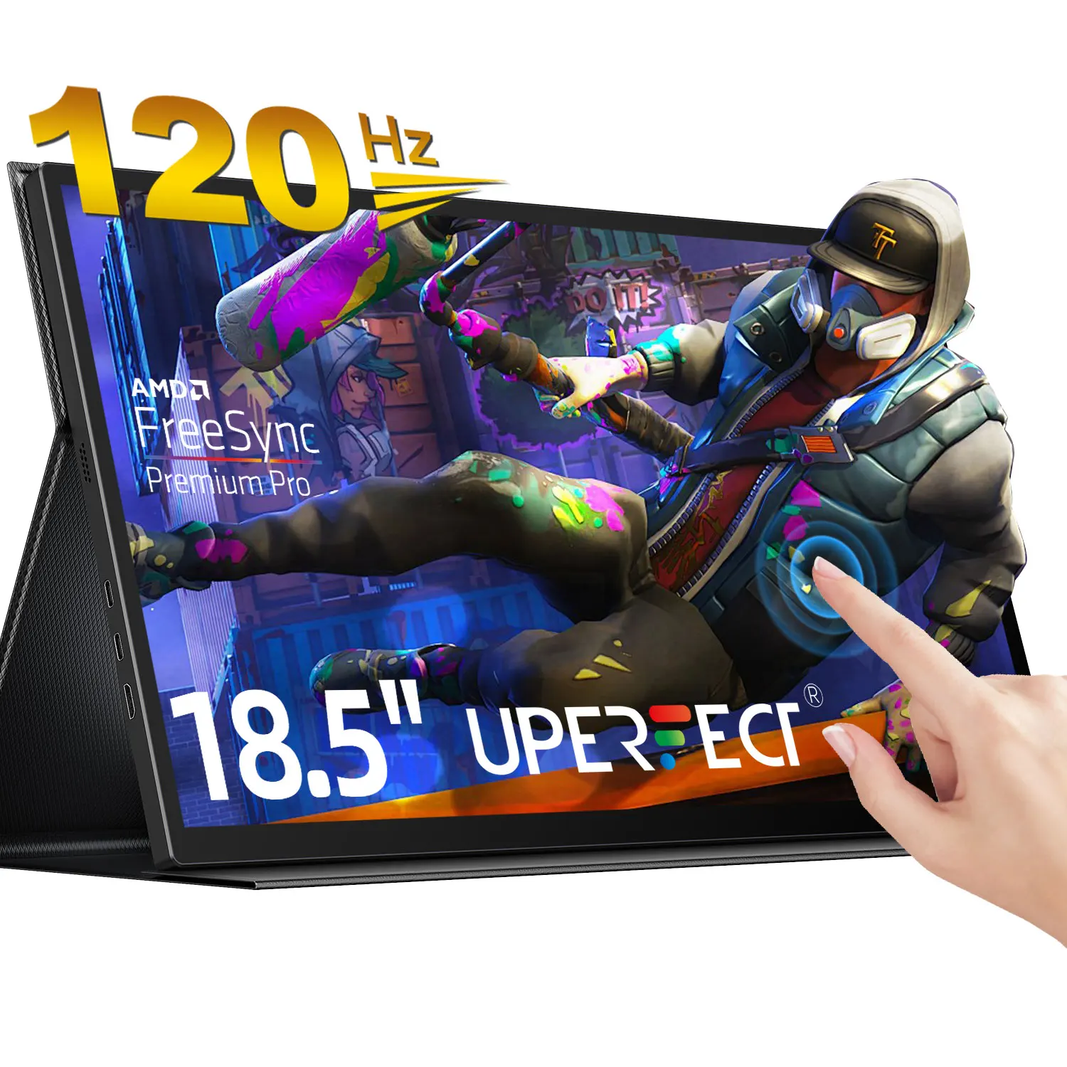 18.5インチ ポータブルタッチスクリーンゲーミングモニター 120Hz 1080P Type-C Mini HDMI搭載 ノートパソコン/PC/ゲーマー向けディスプレイ Xbox対応