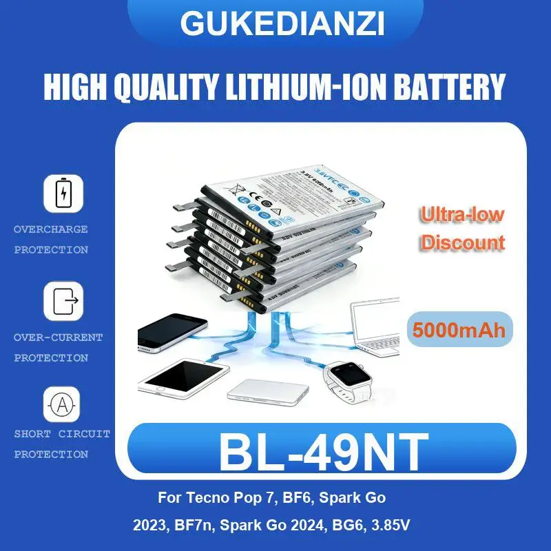 Battery For Tecno Pop 7, BF6, Spark Go 2023, BF7n, 2024, BG6, 3.85V Camon 17 CG6 CG7 Pro CG8 18P CH7 8 6 16 Phantom 9 Phantom9