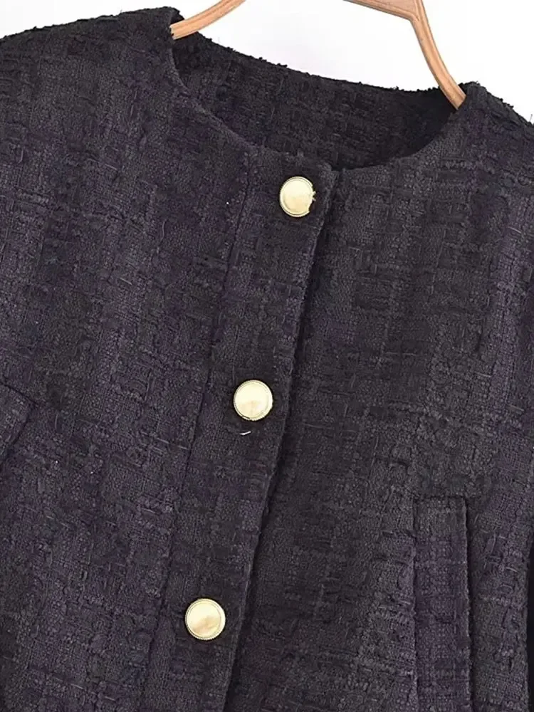 2025 Autumn Cropped Jackets for Women Tweed Jacket Woman Long Sleeve Coat Woman Streetwear Basic Women's Jacket