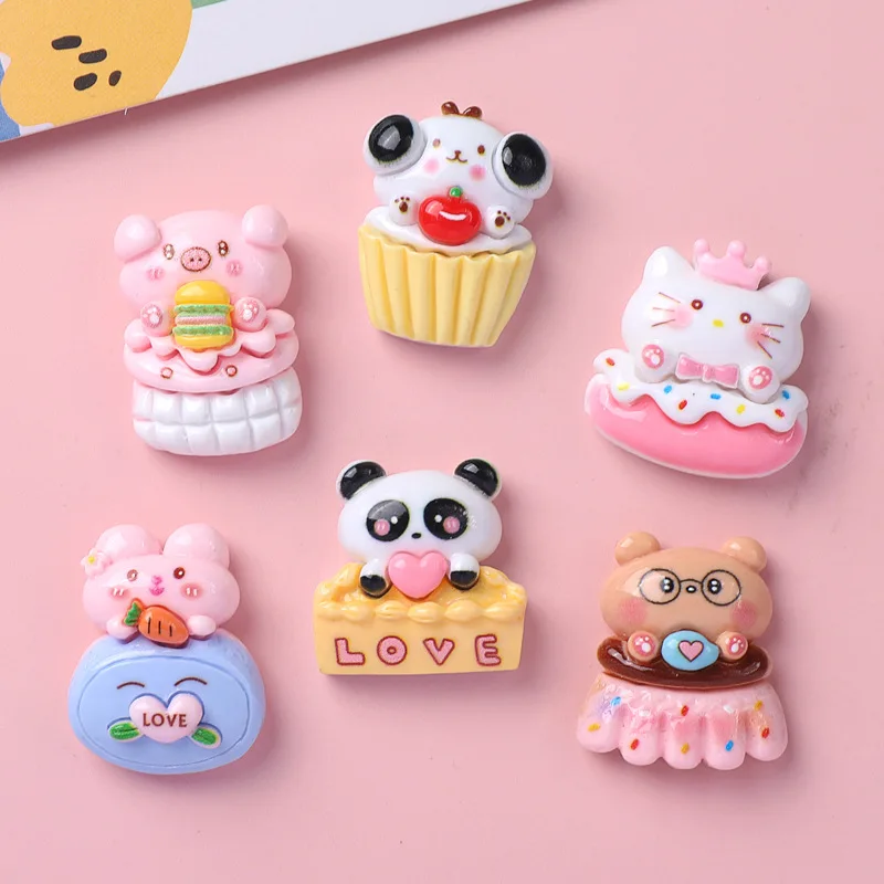 5pcs Cartoon cake animal diy resin flatback for craft diy supplies cabochons charms for scrampbooking embellishments