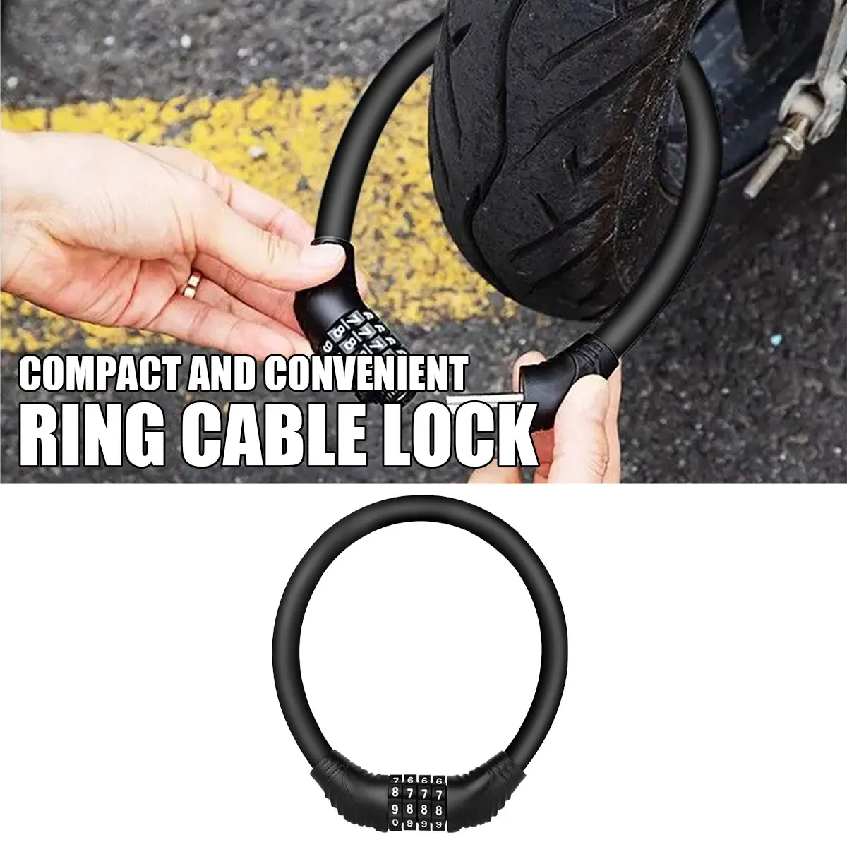 1pc 4 Digital Code Anti-Theft Bicycle Cable Lock Mini Size Stainless Steel Security Locks Portable Combination Code Padlock