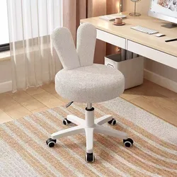 Tela de lana de cordero estilo crema, se puede utilizar como silla de ordenador de dormitorio, estudio, respaldo, silla giratoria, taburete de maquillaje giratorio ajustable