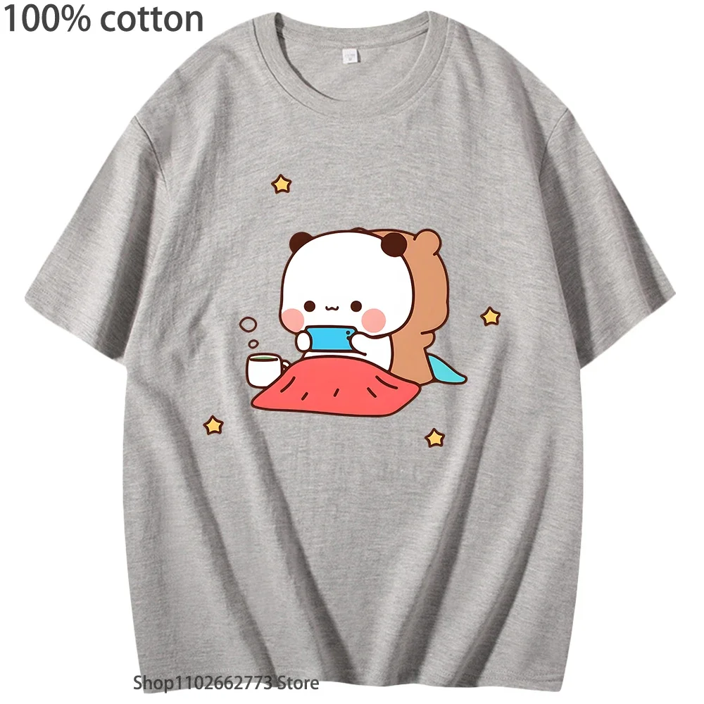Koszulki Bubu Dudu dla nastolatek, koszulki z kreskówkową pandą, odzież damska, męska koszulka letnia na co dzień, koszulka 100% bawełna, koszulka damska