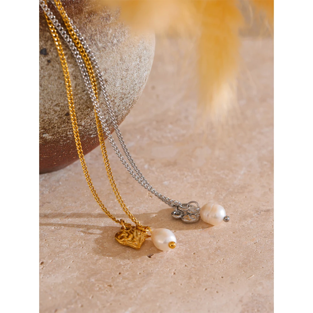 Yhpup Stainless Steel Natural Freshwater Pearl Heart Pendant Necklace Gift Jewelry Waterproof & Cheaper