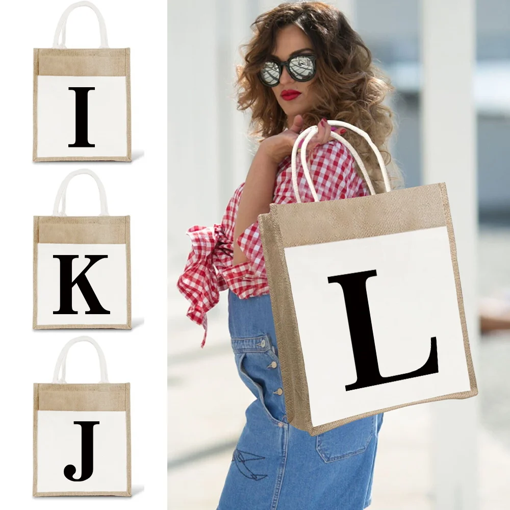 

Portable Shopping Bag Environmental Protection Lightweight Storage Bag Vintage Handbag Commuting Jute Bags Black Series