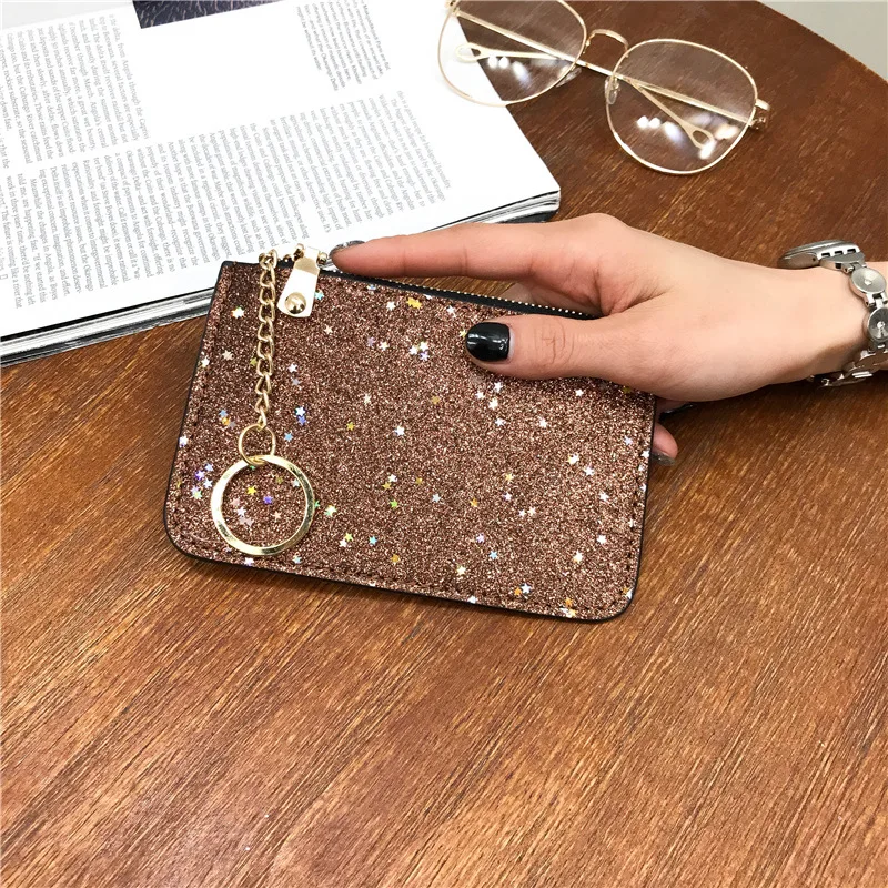 Short Star Bling Clutch Bag for Women Flash Rhinestone Coin Purse