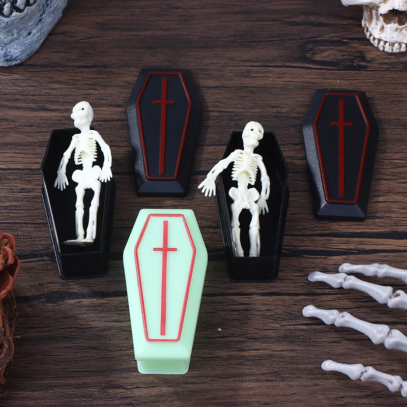2/4 個ドールハウスハロウィン棺箱スケルトンマン装飾飾り模型玩具ミニチュアいたずら小道具ボックスモデルトリッキー小道具