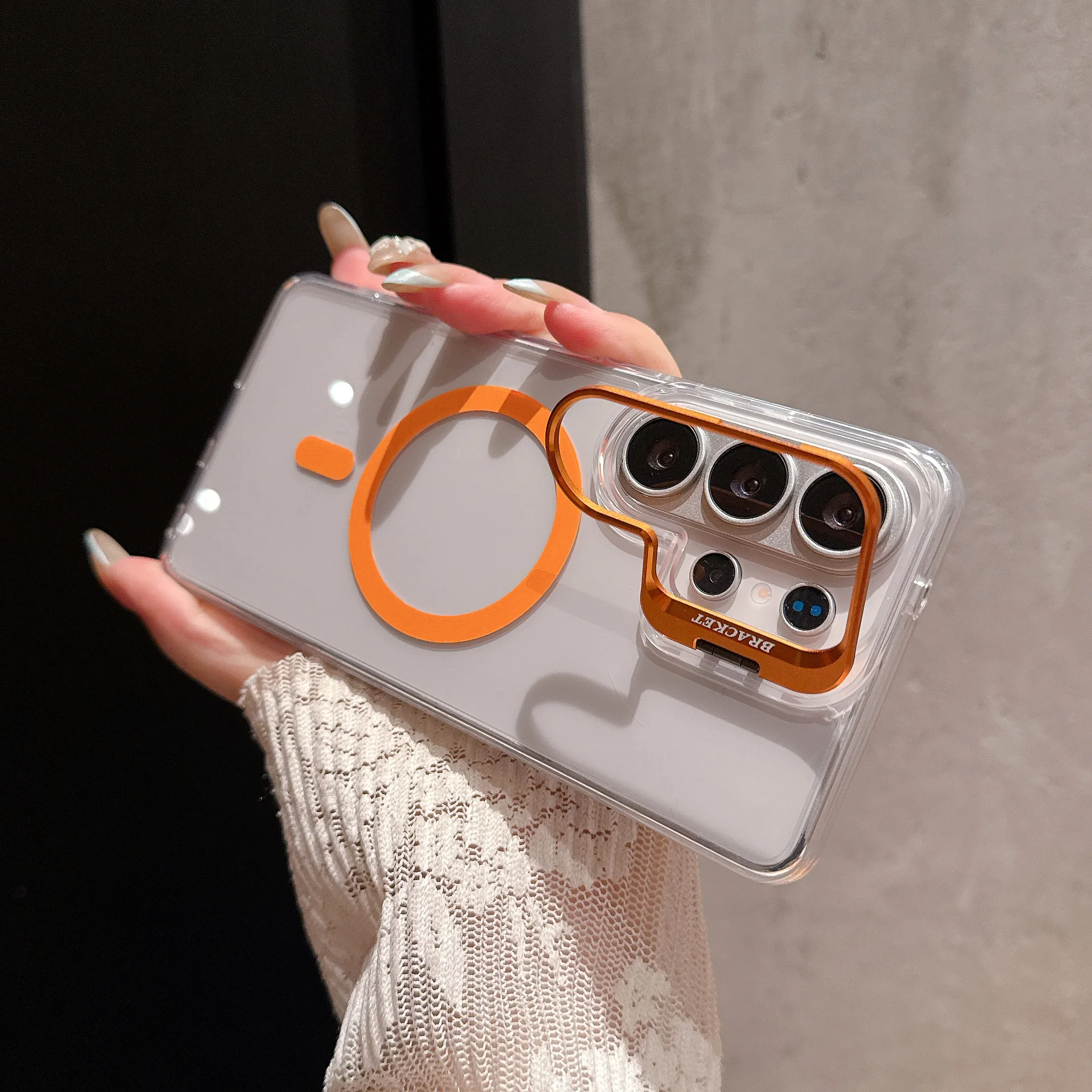 Simple Magnetic Contrast Color Phone Case for Samsung S26 Ultra S25 S24 S23 S22 Shockproof Lens Mount for Magsafe Slim Cover