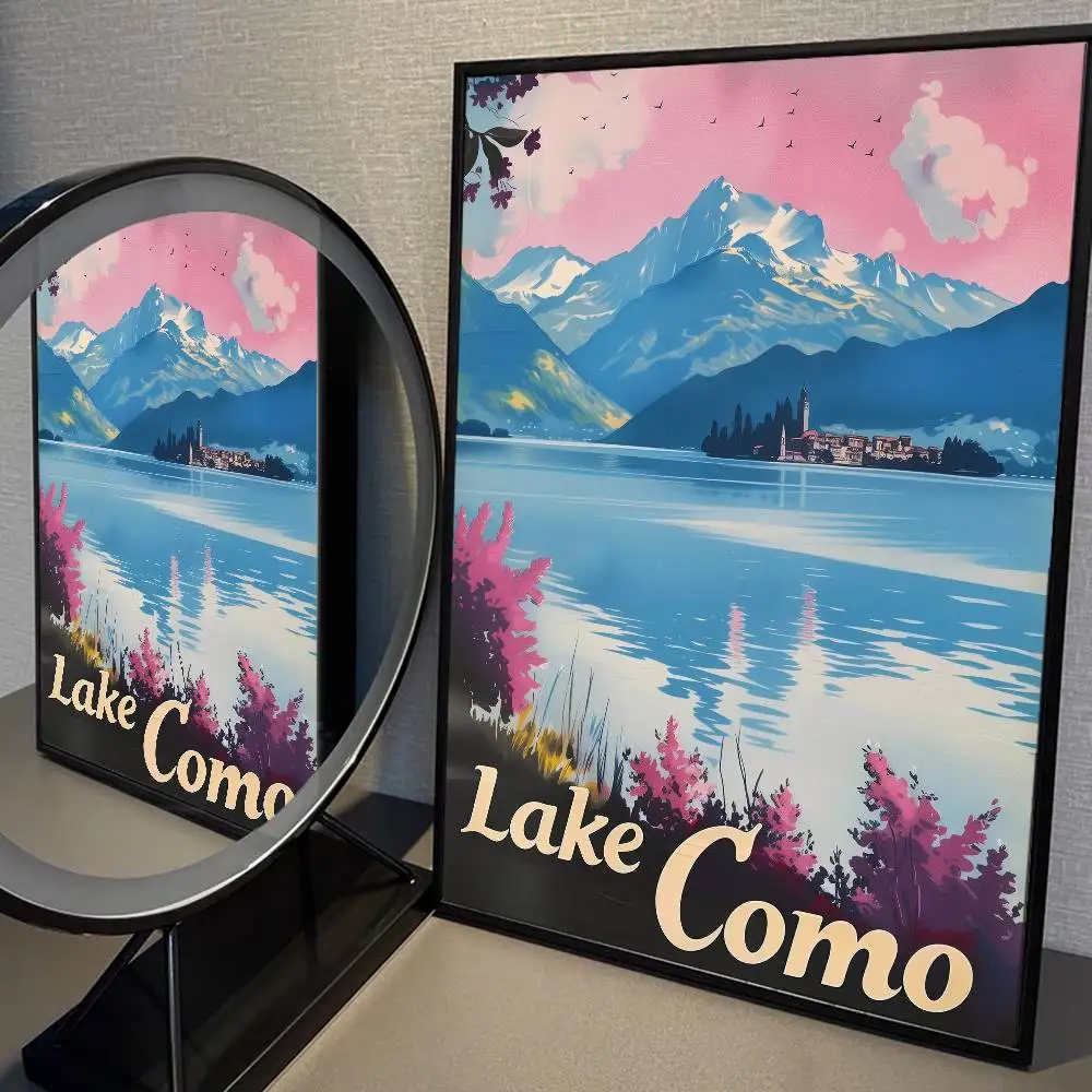 بحيرة كومو برشلونة ريترو DIY لزجة ملصق خمر غرفة بار مقهى ديكور ديكور المنزل