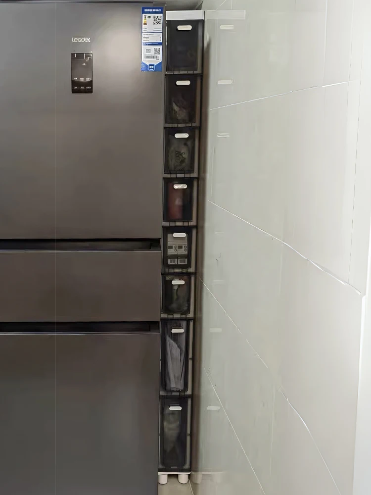 

Super Narrow elf Refrigerator Toilet Creative Storage Cabinet Modern Simple Sle Plastic Kitchen Storage Ra for Home