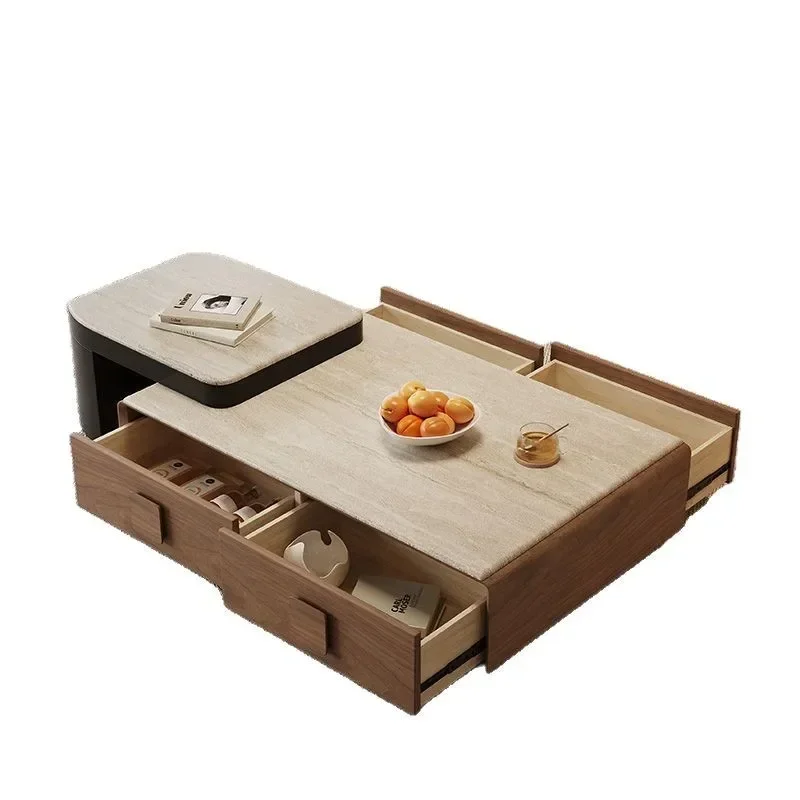 

Французский журнальный столик из травертина из цельного дерева для гостиной, дома, антикварный простой современный журнальный столик из каменной плиты, маленькая квартира, новинка