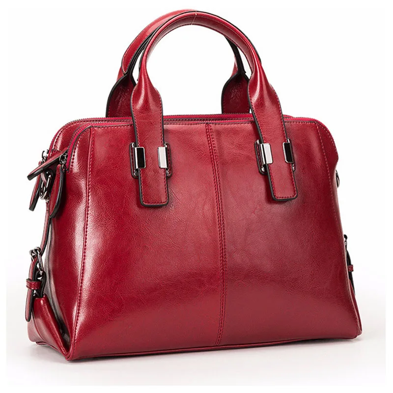 Oil Wax Leather Ladies HandBags Women Genuine Leather bags Totes Messenger Bags Hign Quality Designer Luxury Brand Bag