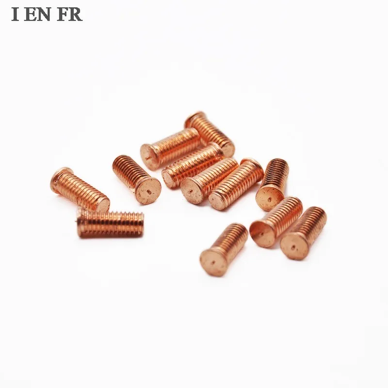 3/200pcs M3 M4 M5 M6M8M10 Carbon Steel Copper Plated Stud Weld Spot Welding Screw Solder Point Nail Bolt for Capacitor Discharge