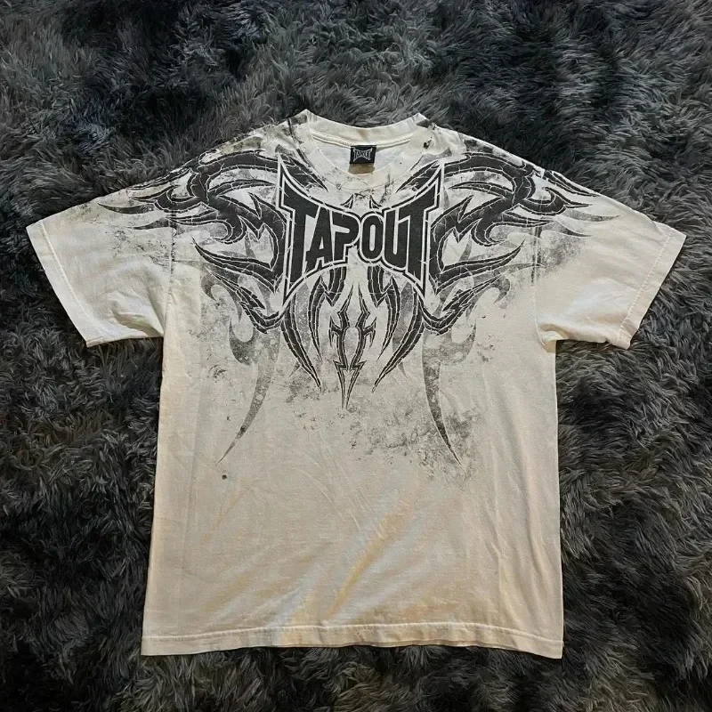 Streetwear Tapout T Shirt Y2K Mens Hip Hop Letter Graphic Print Oversized TShirt Harajuku Round Neck Cotton Short Sleeve Tops image 2