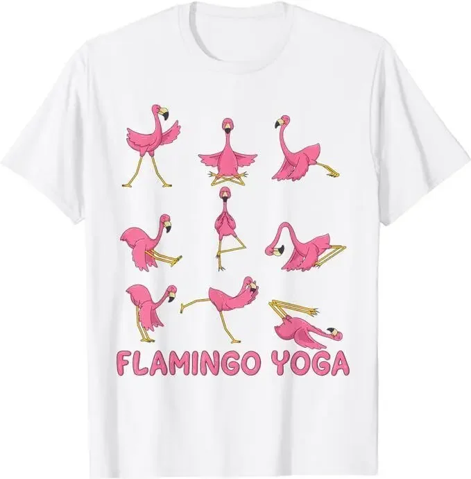 Funny Yoga Shirt Flamingo  Meditation Spiritual Zen T-ShirtAnime Pattern Clothing Y2K Summer