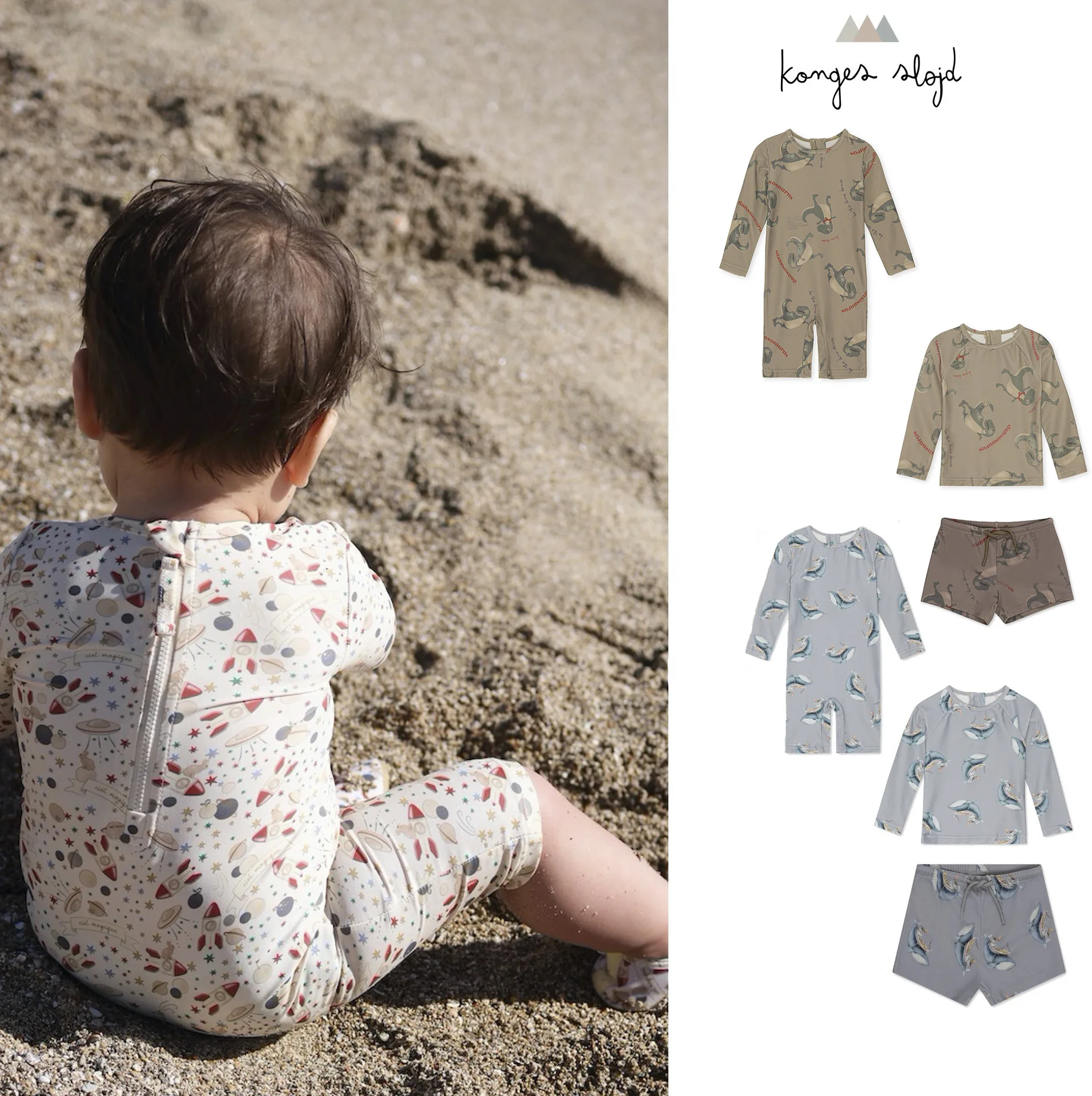 

Jenny&Dave 23 Denmark Summer New Boys and Girls Split Long Sleeve Swimwear Baby One Piece Swimwear Children