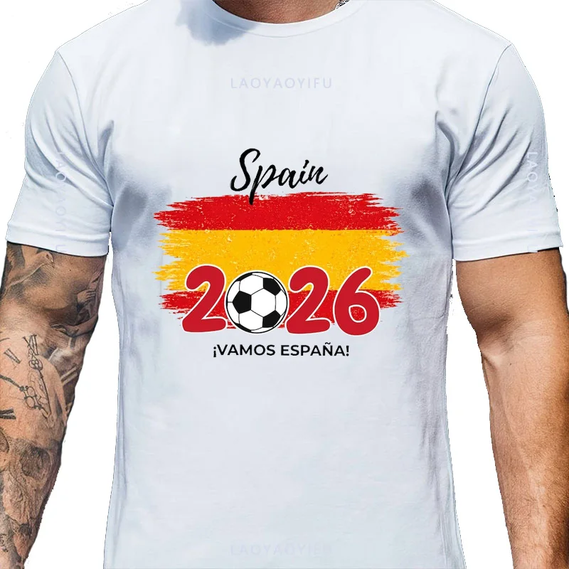 Camiseta unisex para el día a día con la bandera nacional española, para aficionados al fútbol, estilo retro, informal, sencilla, ropa de calle.