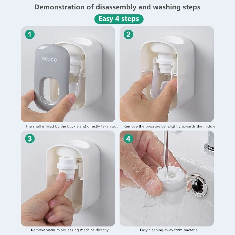 Dispensador automático de pasta de dientes, exprimidores de pasta de dientes, soporte para cepillo de dientes a prueba de polvo, soporte de montaje