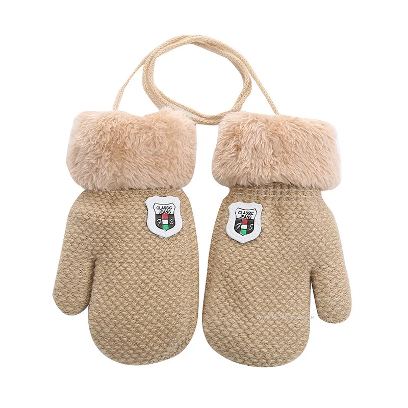Guantes para niños de 1 a 4 años, guantes de invierno gruesos y cálidos de Cachemira para niños, guantes con cordón y dedos completos para niños pequeños