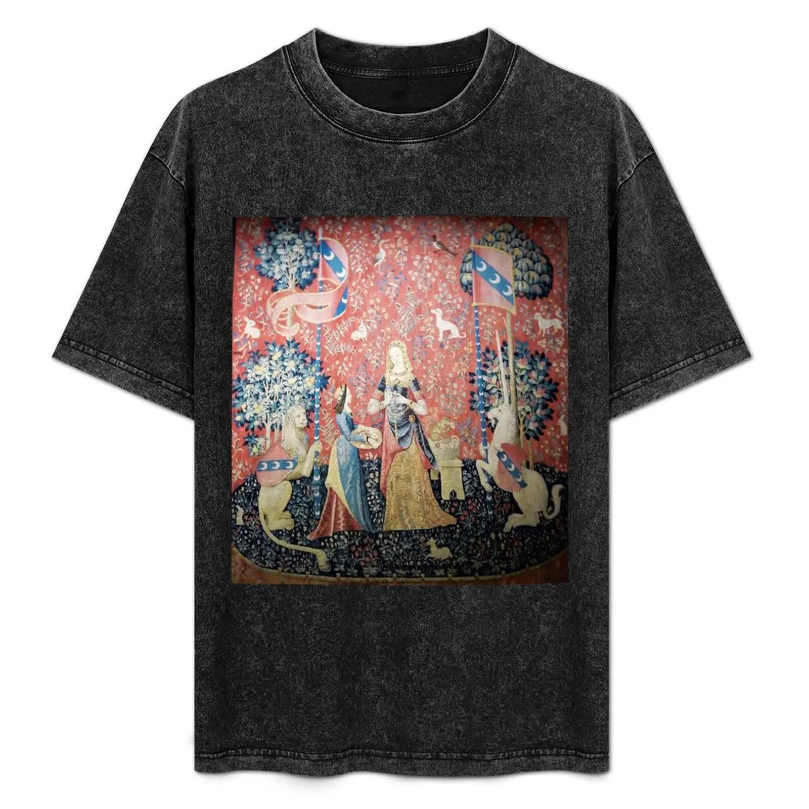 Lady with the Unicorn, Smell T-Shirt Trendy Pattern T-Shirt for Men