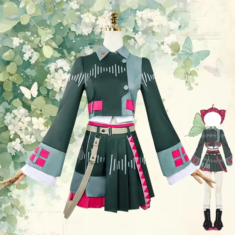 

Anime Kasane Cosplay Teto Virtual Singer Costume Green Coat Skirt Full Set Pink Wig Role Play Outfit for Women 2025 Halloween