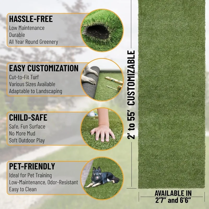 Ottomanson Realistic Artificial Grass Turf 6'6