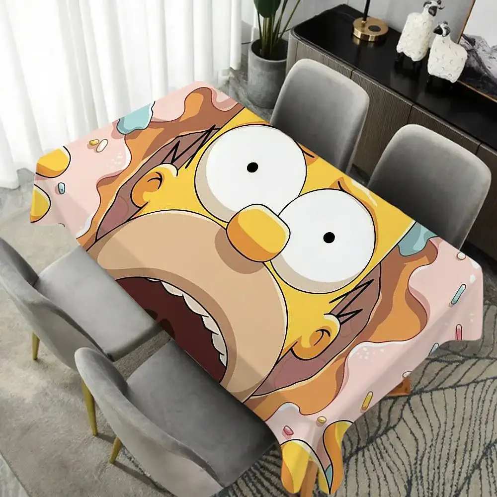 

Мультяшная забавная крутая скатерть S-Simpsons для вождения, водонепроницаемая маслостойкая домашняя прямоугольная скатерть для вечеринки, уличная скатерть
