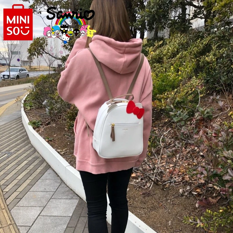 Mini mochila de Hello Kitty para mujer, bolso escolar Original de marca de lujo, con lazo de dibujos animados, de gran capacidad y alta calidad