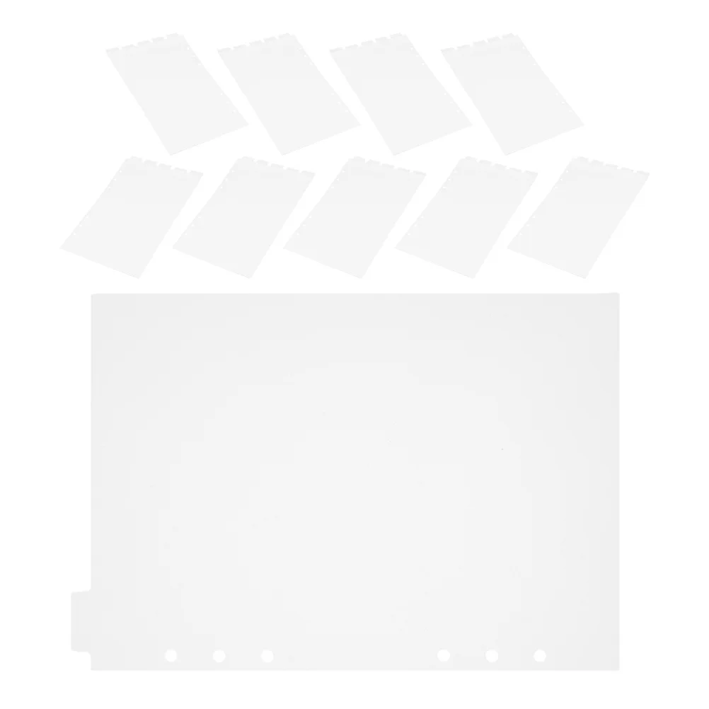 

10 Sheets Plastic Binder Dividers with Writable Tabs for Notebooks File Organization Page Markers for Reports Diaries Hardcover