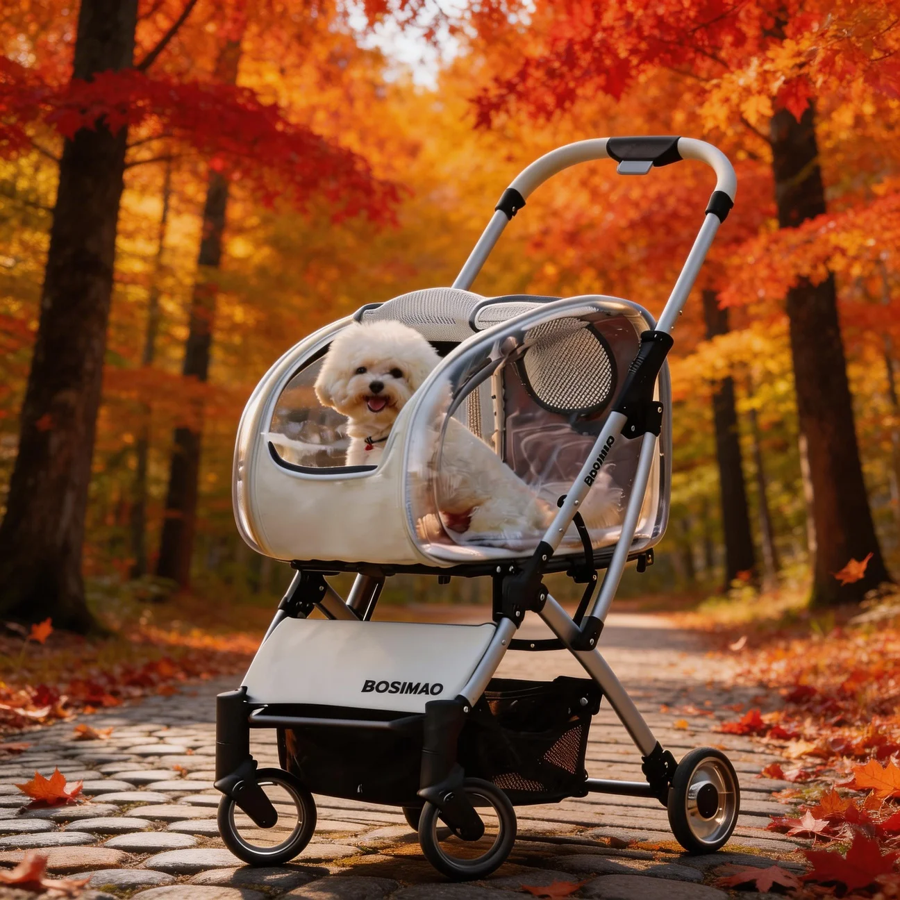 

New Design Transparent Pet Pushchair Small Medium Dogs Lightweight Foldable Detachable Dog Carrier Travel Stroller