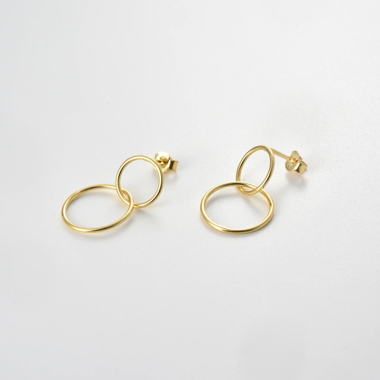 ANDYWEN 925 Sterling Silver Gold Small Two Circle Drop Earring 10mm 15mm 2023 Piercing Hoops Earring Pendientes Tiny Jewelry