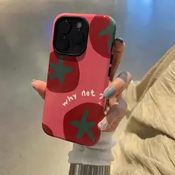 INS Cartoon Tomato Shockproof Case for iPhone 16 15 14 13 Pro Max Back Phone Cover for 12 11 Pro Plus 8 7 X XS Acrylic Cover