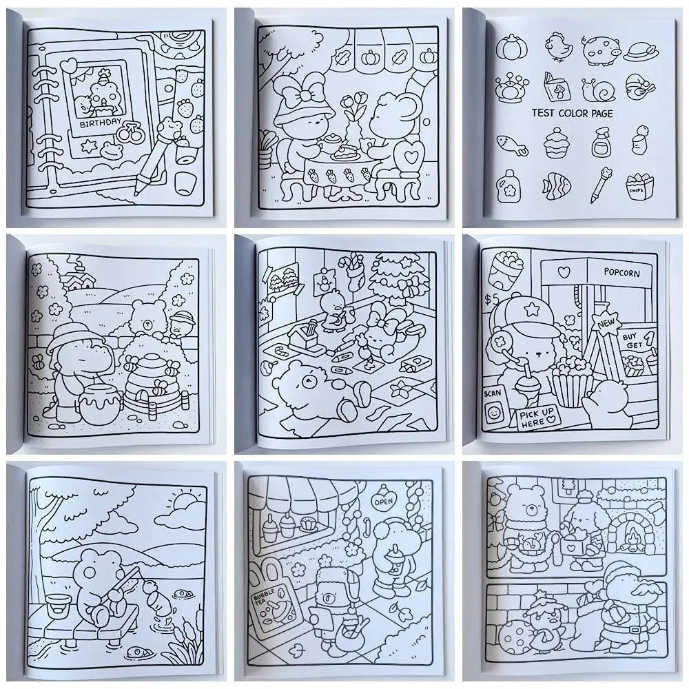 DIY Spooky Cute Coloring Book Creative Cartoon Halloween Theme Coloring Book Relax Educational Watercolor Painting Book