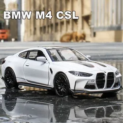 1:36 BMW M4 CSL Diecast Cars Toy Alloy Model High Simulation Doors Opened Pull Back Cars Toys Collection Ornaments Gift for Kids