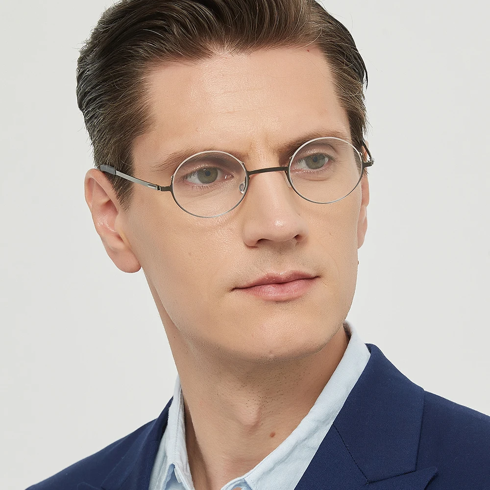 

Half-rim Denmark Latest Design Glasses Frame Men Round Screwless Titanium Half Frame Eyeglasses Women Circle Spectacles Eyewear