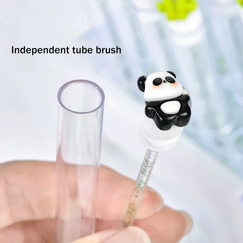 1/2/5Pcs Nette Panda Bambus Wimpern Pinsel Rohre Mit Kristall Lash Mascara Zauberstäbe Augenbraue Kamm Spoolies applikatoren Make-Up-Tools