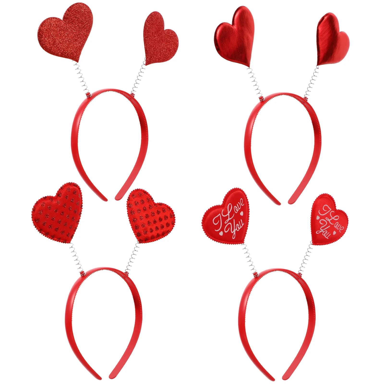 

4 Pcs Valentine's Day Headwear Hair Accessories Heart Headband Cupid Festival Headdress Party Costume Wedding Miss