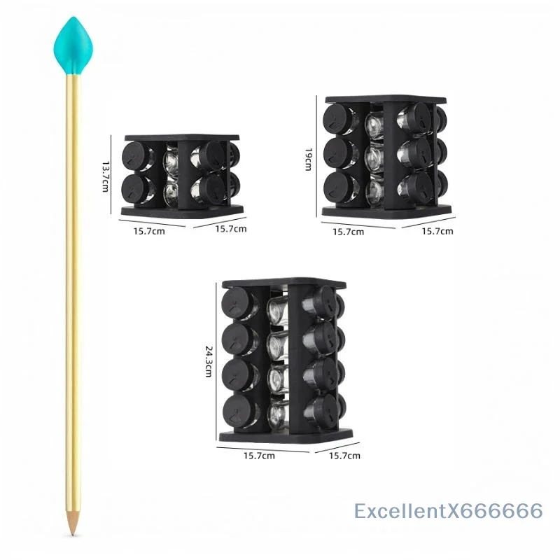 Large Capacity Rotating Spice Rack Set 9/13/17 Pcs Glass Jars Seasoning Organizer for Kitchen Pantry Counter Storage