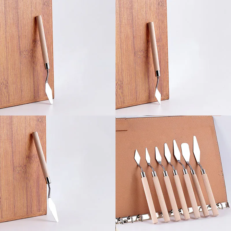 7Pcs Stainless Steel Art Scraper Oil Painting Texture Knife Art Palette Tool Paint Color Mixing Shovel Handcrafts Artist Kit