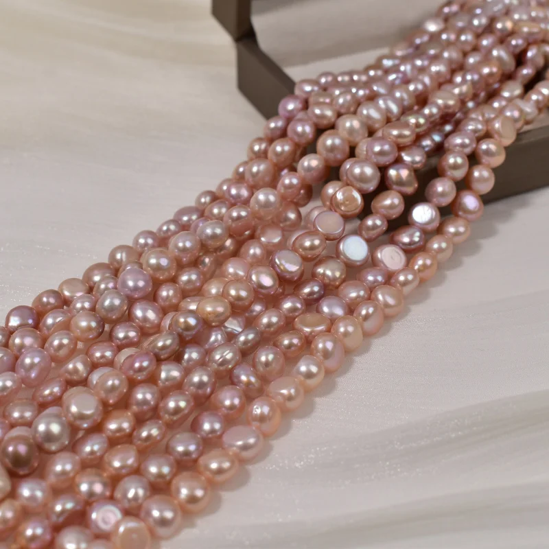 

Natural Freshwater Pearl Necklace Bracelet Two-Sided Light PinkdiyWholesale Handmade Accessories Materials Semi-finished Product