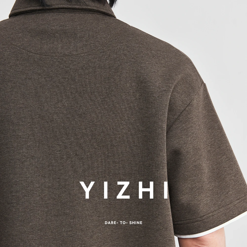 Fashion Men's Heavy Duty Fake Two-Piece Short-Sleeved Polo Shirt 2026 Spring Summer Retro Lapel Loose Top Size M-4XL