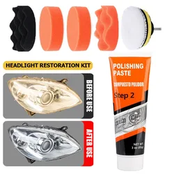 Car Headlight Polishing Set Scratch Remover Refurbish Compound Car Light Polisher Cleaning Paste Headlamp Restoration Kit