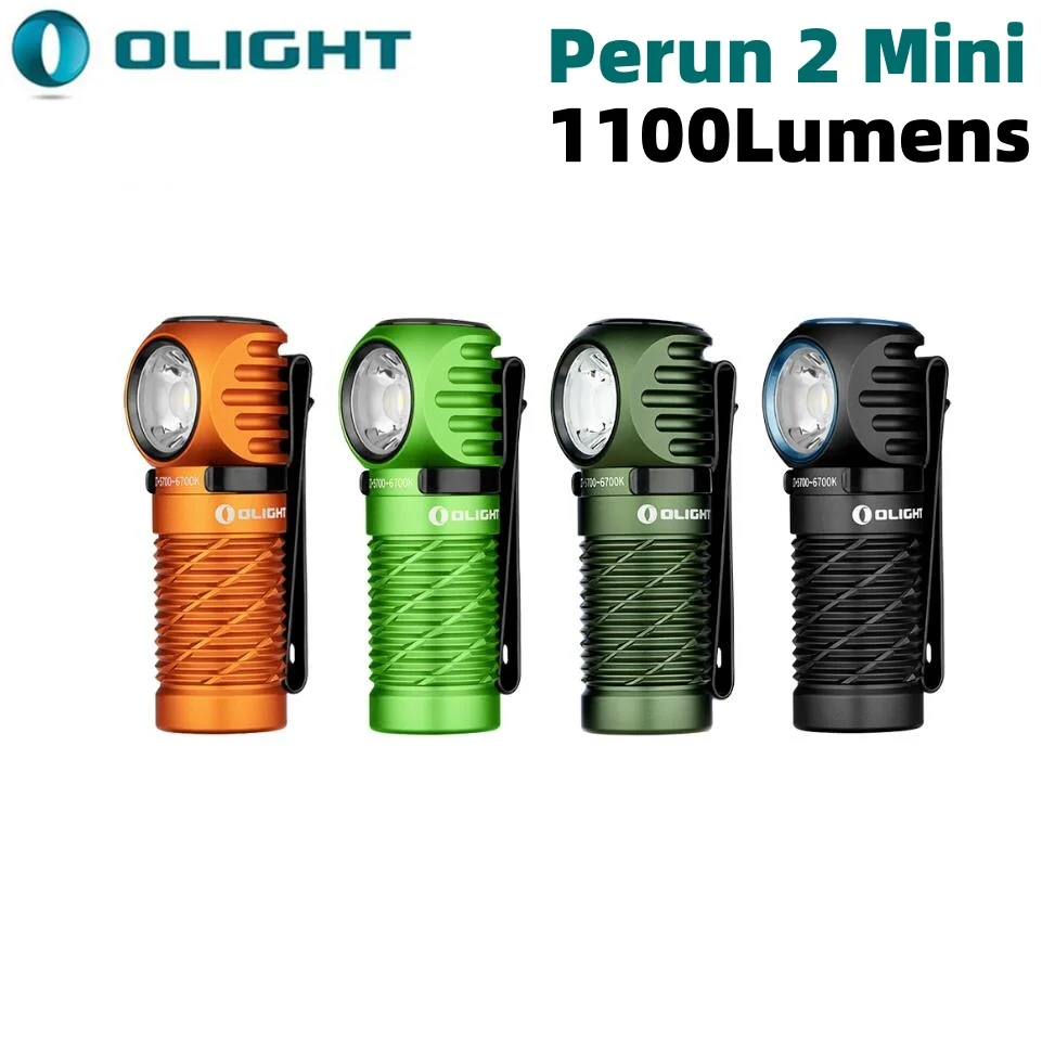 Olight Perun 2 Mini Headlamp LED Rechargeable Headlight 1100Lumens Flashlights Right-angle Light headband White and Red LEDs