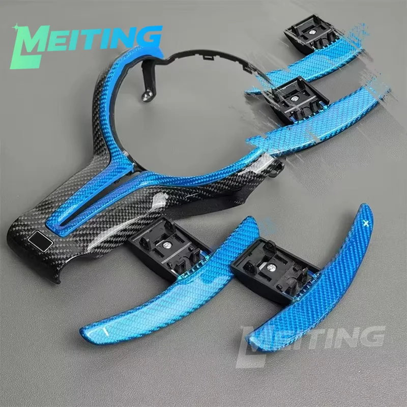 

Подходит для BMW из углеродного волокна M3 M4 M5, новые синие шести переключения передач из углеродного волокна и рамы руля.