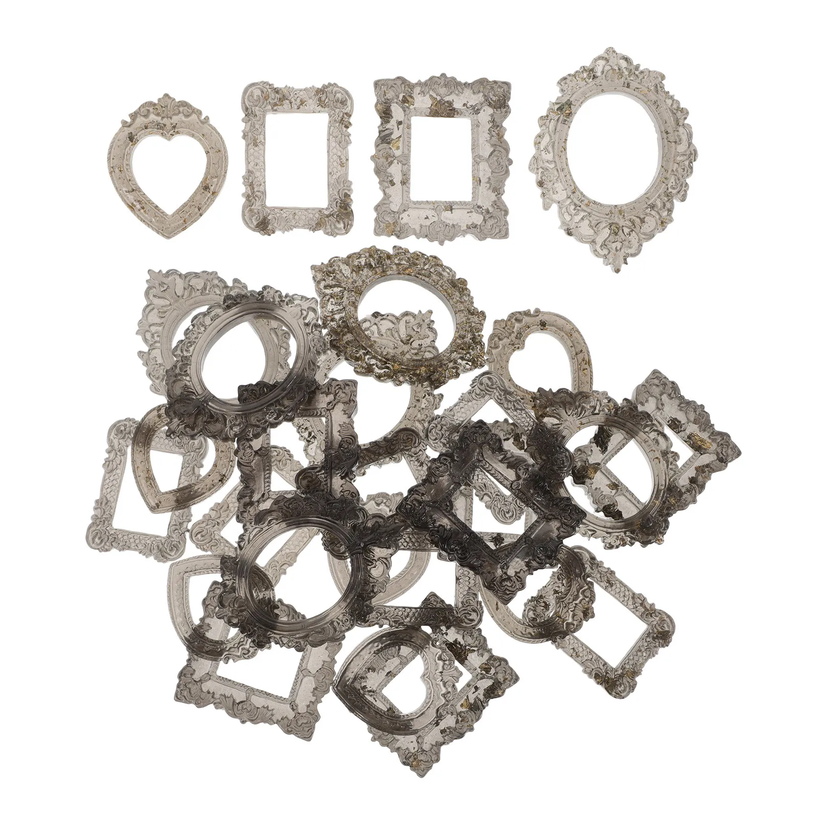 

24Pcs Micro Photo Frames Vintage Baroque Design Resin Wood Miniatures for Dollhouse Displays Christmas DIY Craft Projects Decor
